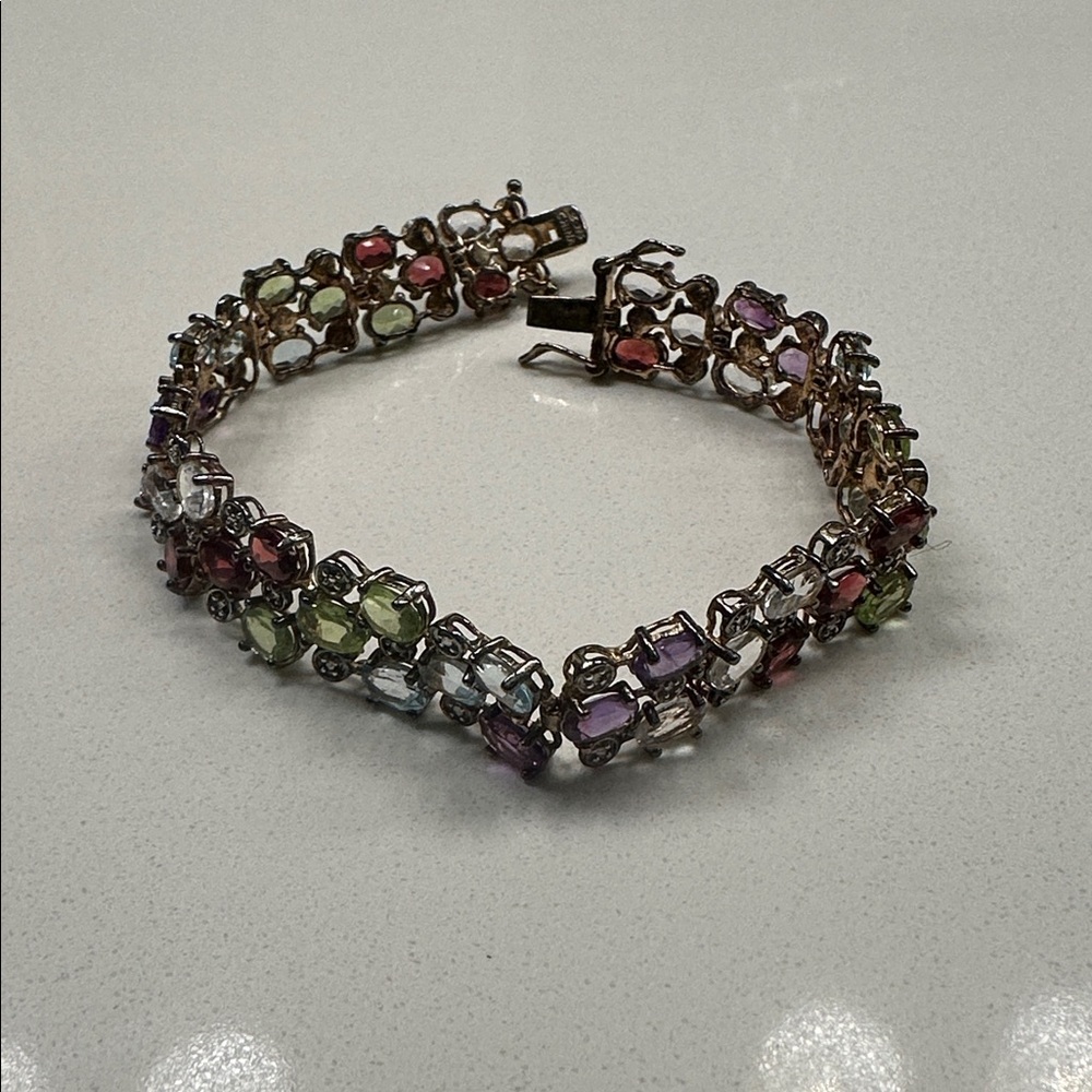 Vintage Elegant Multicolor Gemstone Bracelet